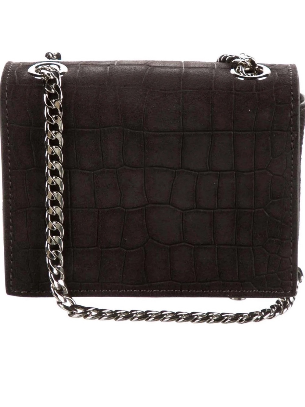 Brandon Blackwood Sophia Croc Embossed Suede Shoulder Bag